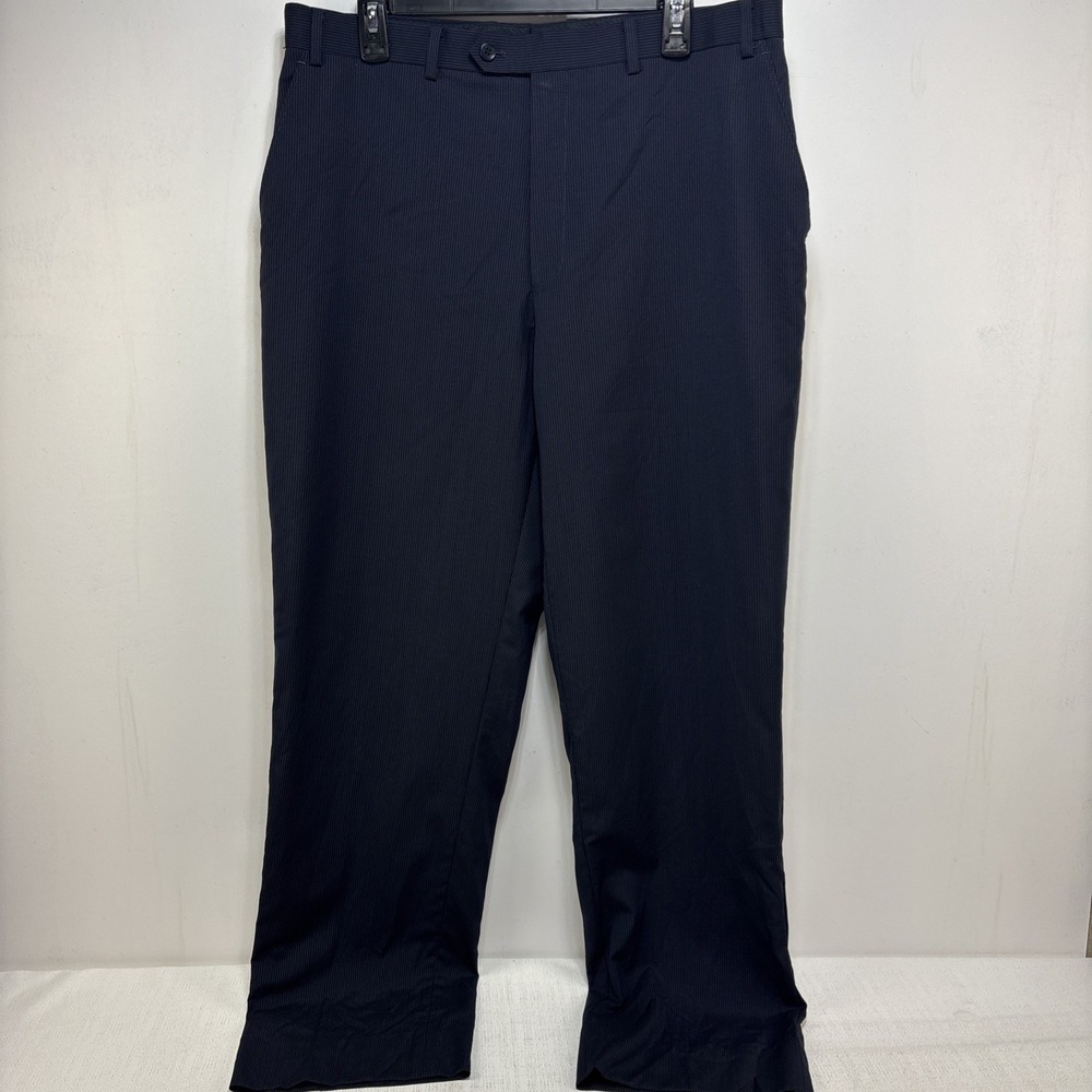 Michael Kors Mens Navy Pinstripe 2 Piece Suit Wool Size 42L Pants 34x32 - Picture 10 of 16